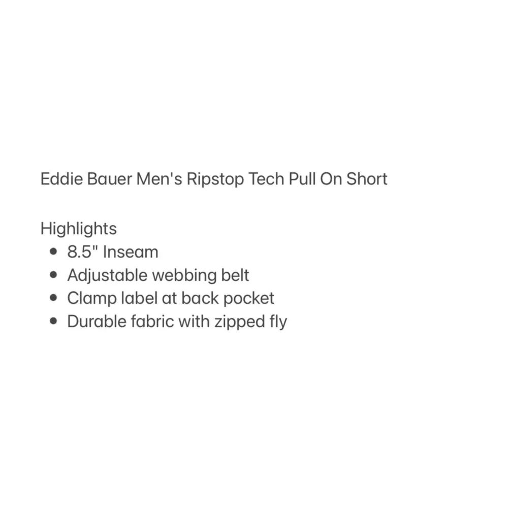 Eddie Bauer Mens XXL Khaki Tan Ripstop Tech Pull On Shorts NWT NEW‎
